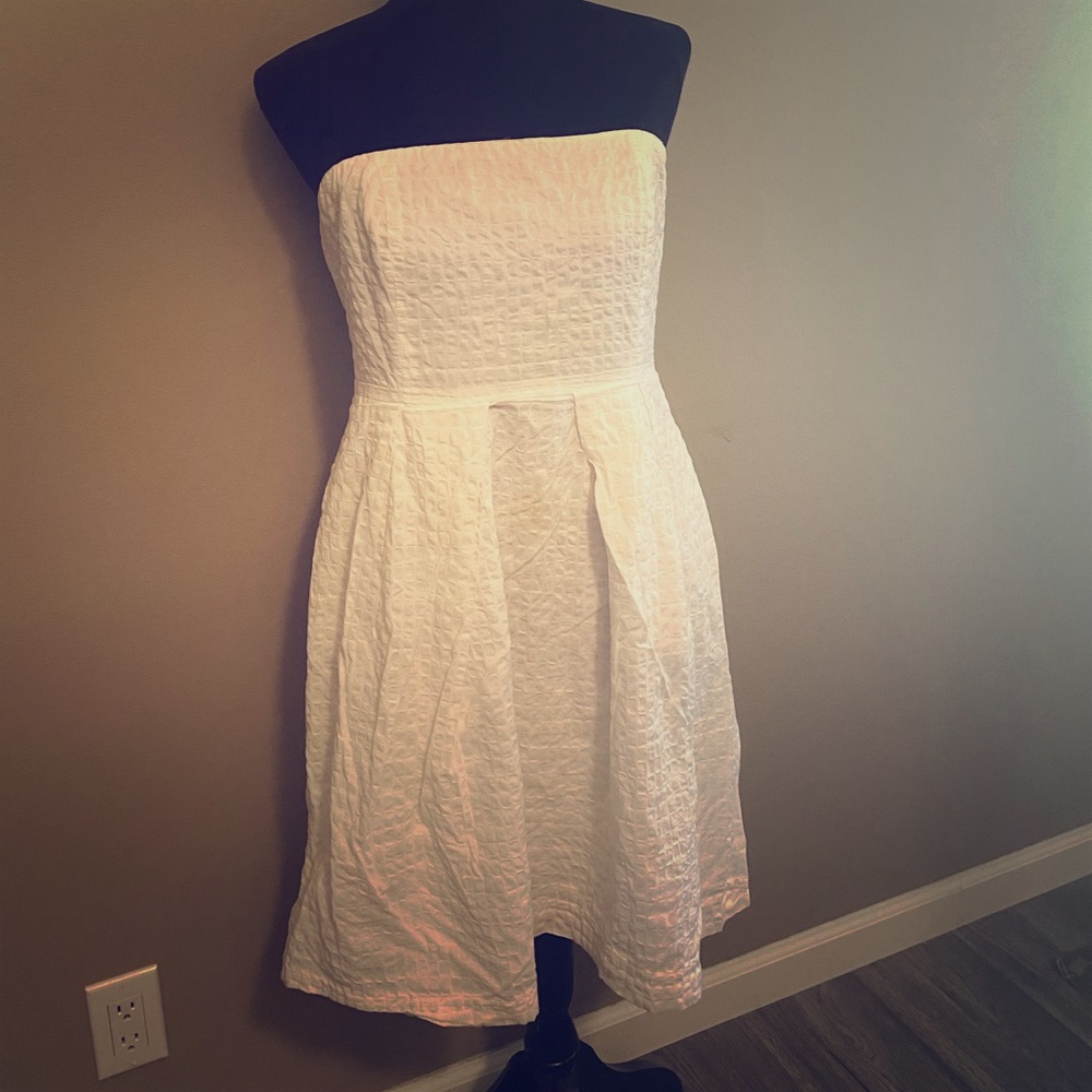J.Crew strapless white textured dress